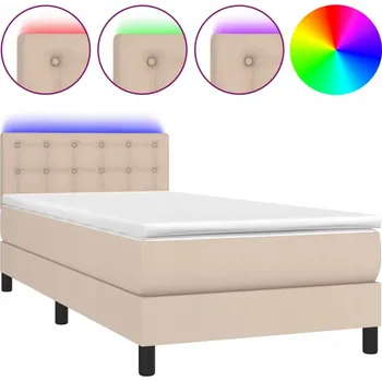 Postel Kontinentální postel s matrací 203 x 80 x 78/88 cm, cappuccino barva, s LED diodami