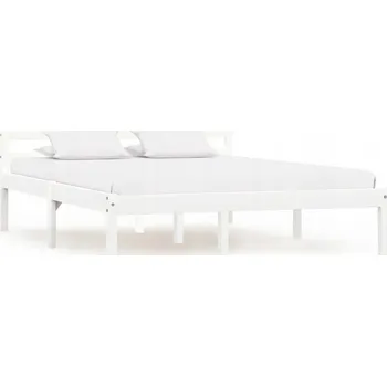 Postel Bílý rám postele z masivního borovicového dřeva 206 x 146 x 60 cm