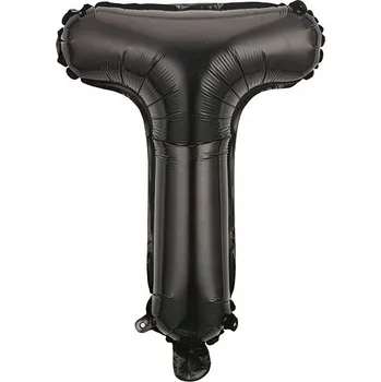 Balónek Balónek písmeno T černý fóliový 40 cm Nápis Černé písmenko Svatební Hostina Narozeniny