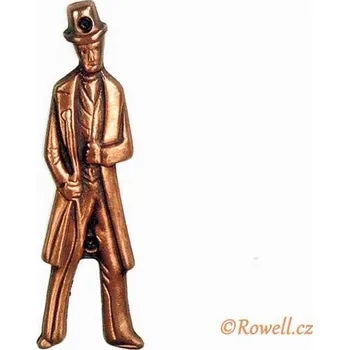 Nábytkové kování ST2 WC štítek muži - staroměď (WC štítek "Muži" vyrobený ze staré mědi. Autentický antik vzhled s patinou, pro interiéry s historickým nádechem.)