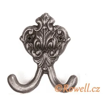 Věšák H2. háček Dvojháček starostříbro (Nástěnný dvojháček. Praktický doplněk do interiéru.)