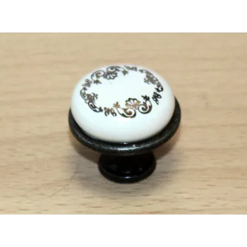 Nábytkové kování 11039 knopka 29mm zinek - porcelánový ornament (Nábytková knopka 29 o průměru 29 mm. Praktický doplněk do interiéru.)