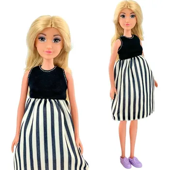 Panenka Woopie Royal WOOPIE ROYAL Panenka Lily Těhotná Černobílé pruhované šaty