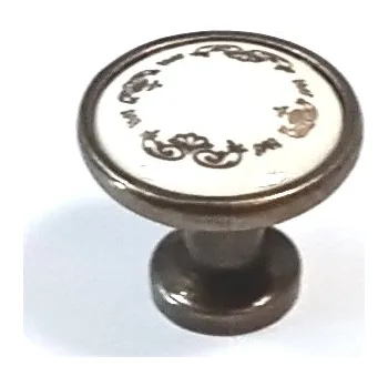 Nábytkové kování 91464 knopka 30,5mm, porcelán zlatý ornament (Nábytková knopka 30 o průměru 5 mm. Praktický doplněk do interiéru.)