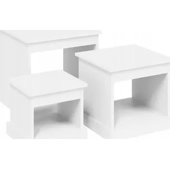Konferenční stolek Sada 3 bílých konferenčních stolků z dřevěného kompozitu