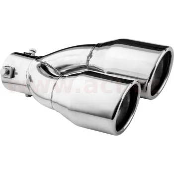 koncovka výfuku nerezová dvojitá kulatá, vnější průměr 2x80mm, délka 305mm, vnitřní průměr 45-50mm ASSO