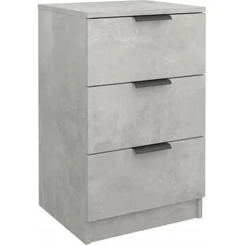 Noční stolek Noční stolek se 3 zásuvkami, materiál na bázi dřeva, šedý betonu, 40x36