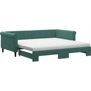 Pohovka Rozkládací lehátko/pohovka se sametovým potahem, tmavě zelená, 229x110x68 cm