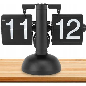 Hodiny ČERNÉ PŘEKLÁPĚCÍ HODINY STOJÍCÍ RETRO NA STŮL DO OBÝVÁKU, LOŽNICE NEBO KANCELÁŘE