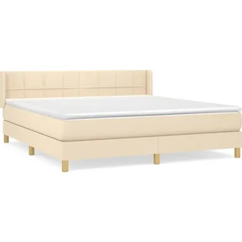 Postel Kontinentální postel krémová 203 x 163 x 78/88 cm s matrací 160 x 200 x 20 cm