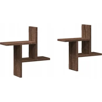 police Závěsné nástěnné police z materiálu na bázi dřeva, hnědý dub, 38x12x38 cm