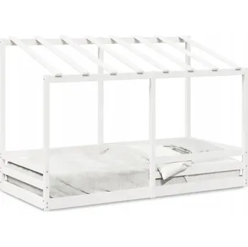 Postel Bílá dětská postel z masivního borovicového dřeva 205,5 x 97,5 x 138 cm