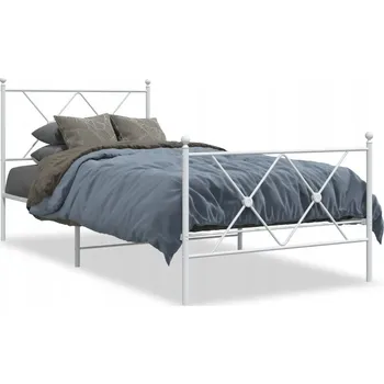 Postel Bílý kovový rám postele 207 x 95 x 90,5 cm s čelem