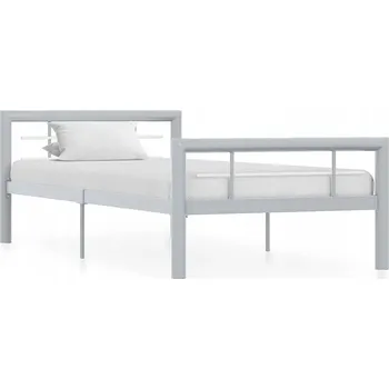 Postel Kovový rám postele šedo-bílý 212 x 97,5 x 65,5 cm pro matraci 90 x 200 cm