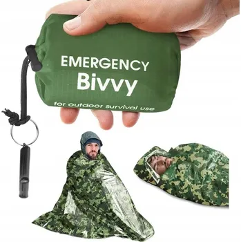 Spacák VOJENSKÝ SPACÁK ZÁCHRANNÁ DEKA VODĚODOLNÝ TERMO survival Maskáčový spaní 213x91