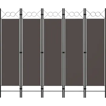 Paraván Paraván 5-křídlový, antracitový, 200 x 180 cm, železo a Polyester