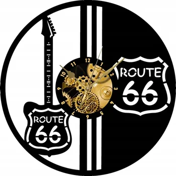 Hodiny NÁSTĚNNÉ HODINY ROUTE 66 Z VINYLOVÉ DESKY - DEKORACE NA ZEĎ