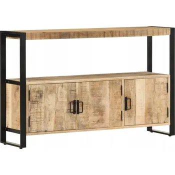 Komoda Vintage boční skříňka z masivního mangového dřeva a oceli, 120x30x75 cm