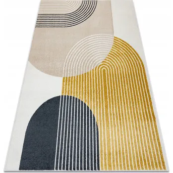 Koberec Koberec FUSION 80x150 cm se žlutým vzorem ve stylu art deco boho, geometrický s oblouky
