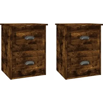 Noční stolek Závěsný noční stolek se 2 zásuvkami, kouřový dub, 41,5x36x53 cm