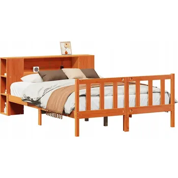 Postel Postel s regálem, borovice, voskovaný hnědý odstín, 229,5 x 146 x 82 cm