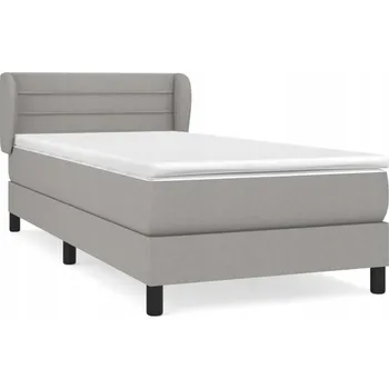 Postel Kontinentální postel světle šedá 193 x 93 x 78/88 cm s matrací 90 x 190 x 2 cm