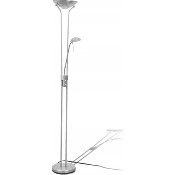 Stojací lampa LED stojací lampa se světlem na čtení, saténový nikl, 180x25 cm