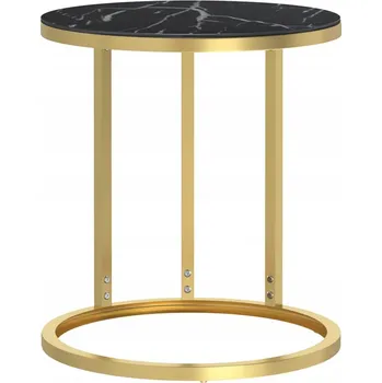 Konferenční stolek Odkládací stolek v moderním stylu, tvrzené Sklo, železo, zlatá a černá barva