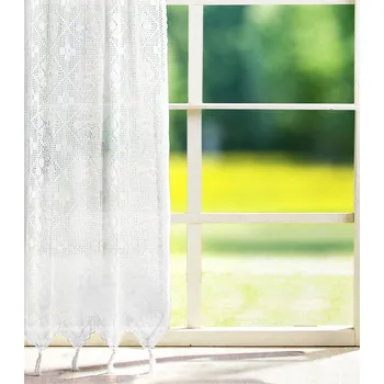 Záclona Bavlněná kuchyňská záclona JEDEKA 559 HÁČKOVANÁ bílá 150 x 90 cm