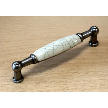 Nábytkové kování 11014 úchytka rozteč 96mm nikl - porcelánový popraskaný (Nábytková úchytka s roztečí 96 mm v povrchu nikl. Jednoduchý a funkční doplněk do interiéru.)