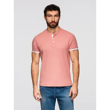 Pánská polokošile bez límečku - růžová V7 OM-TSCT-0156 - XL