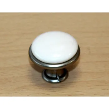 Nábytkové kování 11035 knopka 29mm nikl - porcelánový béžový (Nábytková knopka 29 o průměru 29 mm v povrchu nikl. Jednoduchý a funkční doplněk do interiéru.)