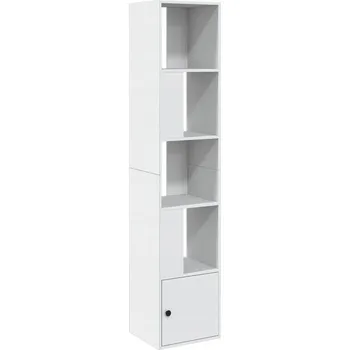 Knihovna Knihovna se 4 policemi a skříňkou, bílá, 40x36x189 cm, dřevotříska