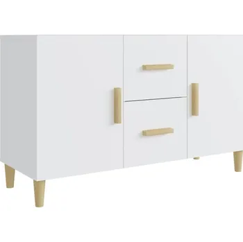 Koupelnový nábytek Boční skříňka z dřevěného materiálu, 2 dveře, 2 zásuvky, bílá, 100