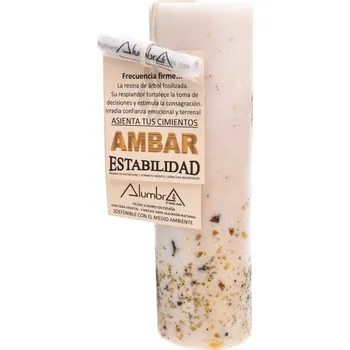 Svíčka Ručně vyráběná rituální svíčka s jantarem - STABILITA