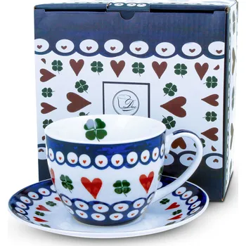 Porcelánový šálek na kávu a čaj s podšálkem DUO INDIGO 250 ml