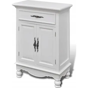 Komoda Elegantní Stojící Skříňka z Borovicového Dřeva a MDF, Bílá, 53x30x75,5 cm