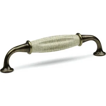 Nábytkové kování 44056 úchytka rozteč 128mm bronz porcelán popraskaný (Nábytková úchytka s roztečí 128 mm. Jednoduchý a funkční doplněk do interiéru.)
