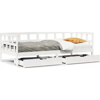 Pohovka Rozkládací postel-pohovka se zásuvkami, 203,5 x 97,5 x 68,5 cm, bílá