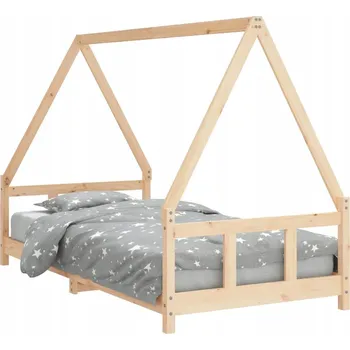 Dětská postel Dětská dřevěná postel domeček z masivního borovicového dřeva, 195,5 x 95,5 x 133 cm