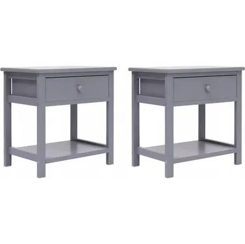 Noční stolek Dřevěné noční stolky se zásuvkou a poličkou, šedé 40x29x42 cm