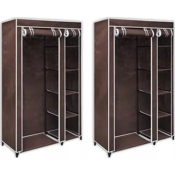 Šatní skříň Skládací látková Skříň se suchým zipem, hnědá, 110x45x175 cm, 2 ks