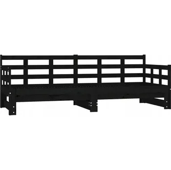 Pohovka Rozkládací Pohovka/Postel, Masivní Borovicové Dřevo, Černá, 193,5x185x69,5 cm