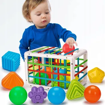 Senzorická kostka, elastický třídič, vzdělávací hračka pro děti, gumové pásky