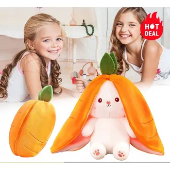 plyšák Plyšová Hračka Plyšový králík Plyšák Jahoda Uši 25 cm 2v1 Plyšový Mazlíček Přítulníček MEDVÍDEK