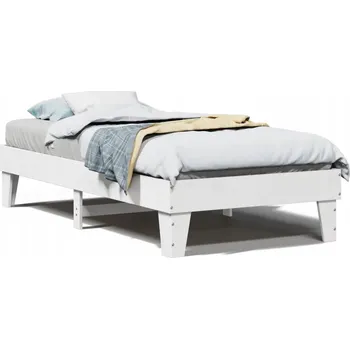 Postel Bílý rám postele z masivního borovicového dřeva 193,5 x 93,5 x 36 cm