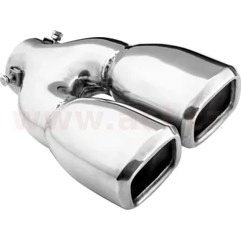 koncovka výfuku nerezová dvojitá obdélníková, vnější průměr 2x76mm, délka 230mm, vnitřní průměr 45-58mm ASSO