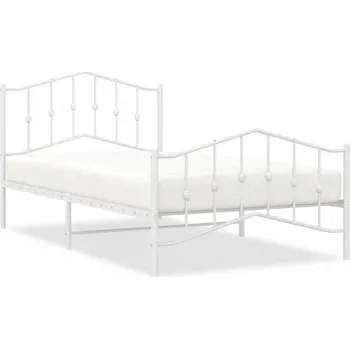 Postel Klasický Rám Postele z Oceli, Bílý, 207x105x98 cm, Výška Prostoru 26