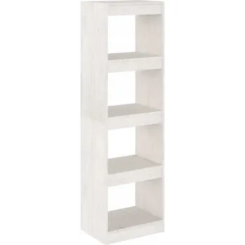 Knihovna Regál / Dělící Stěna z Masivního Borovicového Dřeva, Bílý, 40x30x135,5 cm