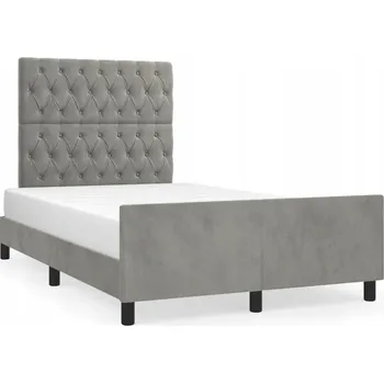 Postel Rám postele s čelem, sametový světle šedý, 203 x 126 x 118/128 cm